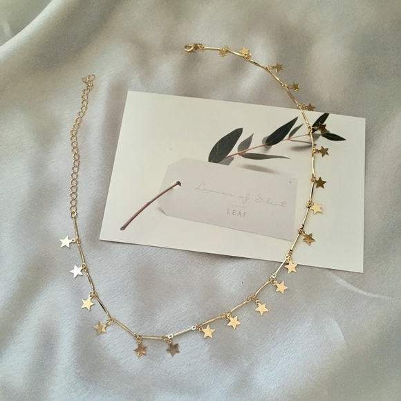 'Luminary' Gold Stars Dangle Choker Necklace - Picture 6 of 8